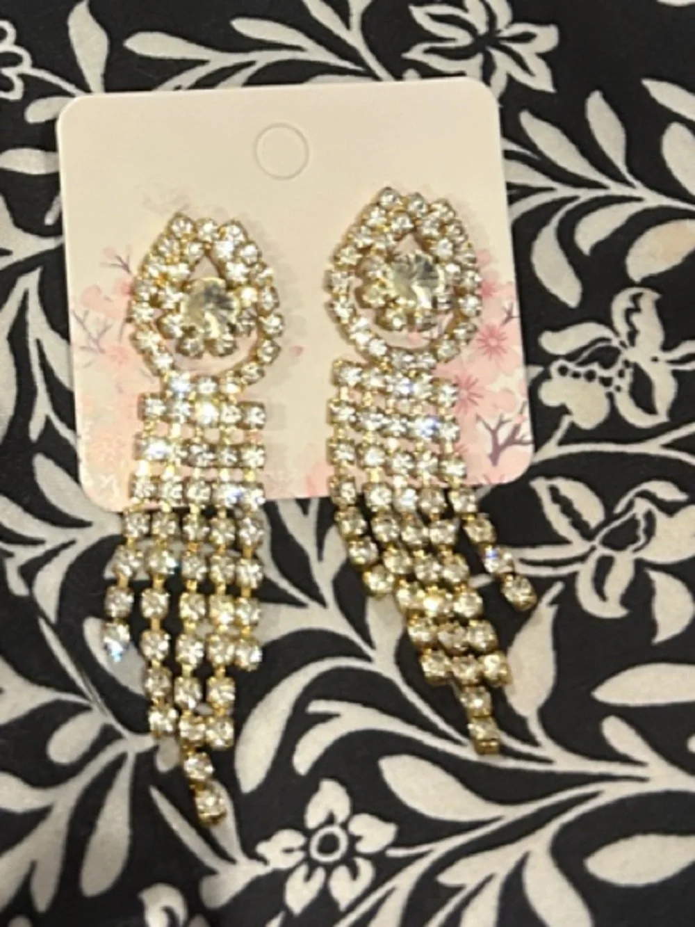 Gold Crystal Teardrop Fringe Earrings - Women Jewelry